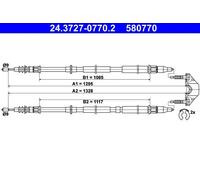 Cavo freno a mano 24.3727-0770.2 ATE per OPEL ASTRA H Familiare ASTRA H