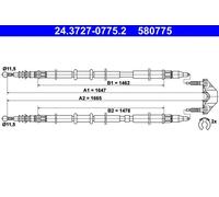 Cavo freno a mano 24.3727-0775.2 ATE per OPEL ASTRA H ASTRA H TwinTop