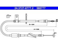 Cavo freno a mano 24.3727-0777.2 ATE per OPEL AGILA