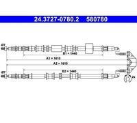 Cavo freno a mano 24.3727-0780.2 ATE per OPEL MERIVA A MPV / Space wagon