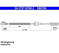 ATE Cavo freno a mano 24.3727-0786.2 per Opel Corsa C