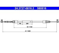 Cavo freno a mano 24.3727-0816.2 ATE per PEUGEOT CITROËN