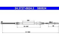 Cavo freno a mano 24.3727-0824.2 ATE per PEUGEOT 406 Break 406