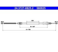 Cavo freno a mano 24.3727-0825.2 ATE per PEUGEOT 406 Break 406