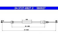 Cavo freno a mano 24.3727-0827.2 ATE per PEUGEOT 406 Break 406 Coupé