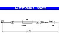 ATE 24.3727-0828.2 Cavo freno a mano
