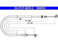 ATE Cavo freno a mano 24.3727-0833.2 per PEUGEOT 206 SW/CC/Hatchback