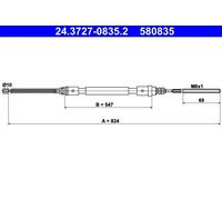 Cavo freno a mano 24.3727-0835.2 ATE per PEUGEOT 406 Break 406