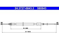 ATE Cavo freno a mano posteriore 24.3727-0843.2 per Citroën C2, Peugeot 1007