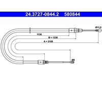 Cavo freno a mano 24.3727-0844.2 ATE per PEUGEOT 407 407 SW 407 Coupé