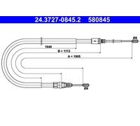 Cavo freno a mano 24.3727-0845.2 ATE per PEUGEOT 207 207 CC 207 SW