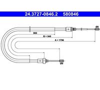 Cavo freno a mano 24.3727-0846.2 ATE per PEUGEOT 207 208 I 207 SW