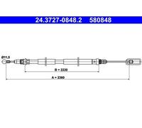 Cavo freno a mano 24.3727-0848.2 ATE per LANCIA FIAT PEUGEOT CITROËN