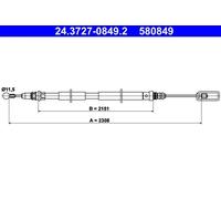Cavo freno a mano 24.3727-0849.2 ATE per CITROËN PEUGEOT