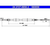 Cavo freno a mano 24.3727-0850.2 ATE per CITROËN PEUGEOT