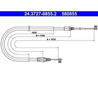 ATE Cavo freno a mano 24.3727-0855.2 per PEUGEOT 207 / 207 CC / 207 SW (2008 I)