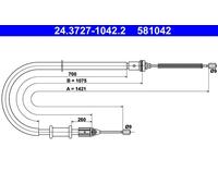 Cavo freno a mano 24.3727-1042.2 ATE per NISSAN RENAULT