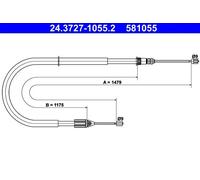 Cavo di trazione, freno di stazionamento ATE 24.3727-1055.2 destro