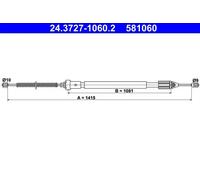 Cavo freno a mano 24.3727-1060.2 ATE per RENAULT CLIO II THALIA I