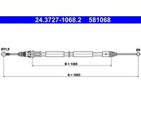 Cavo freno a mano 24.3727-1068.2 ATE per RENAULT NISSAN OPEL