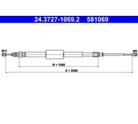 Cavo freno a mano 24.3727-1069.2 ATE per RENAULT SCÉNIC II MEGANE II Tre volumi