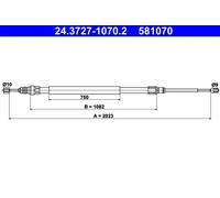 ATE Cavo comando, Freno stazionamento per RENAULT 24.3727-1070.2