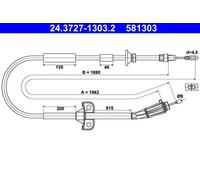 Cavo freno a mano 24.3727-1303.2 ATE per VOLVO V70 II