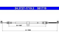 Cavo freno a mano 24.3727-1719.2 ATE per NISSAN MICRA III MICRA C+C III