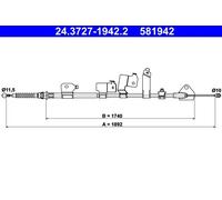 Cavo freno a mano 24.3727-1942.2 ATE per TOYOTA AURIS AURIS Familiare