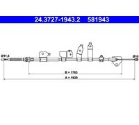 Cavo freno a mano 24.3727-1943.2 ATE per TOYOTA AURIS AURIS Familiare