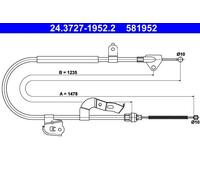 Cavo freno a mano 24.3727-1952.2 ATE per TOYOTA AYGO