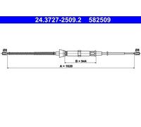 Cavo freno a mano 24.3727-2509.2 ATE per SKODA OCTAVIA I OCTAVIA I Combi