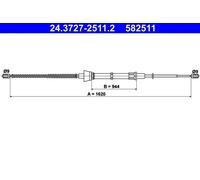 ATE Cavo freno a mano 24.3727-2511.2 per Skoda Octavia I (1999-2001)