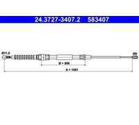 ATE 24.3727-3407.2 Cavo freno a mano per VW TOURAN (1T1, 1T2) Posteriore