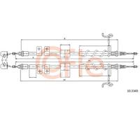 Cavo freno a mano posteriore 10.5345 COFLE per FORD TOURNEO CONNECT