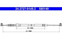 Cavo Freno Di Parcheggio ATE 24.3727-0149.2 Per AUDI, SEAT, SKODA, VW