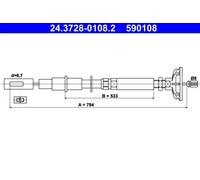 ATE Cavo comando, Comando frizione compatibile con VAG 24.3728-0108.2