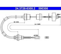 Cavo frizione 24.3728-0300.2 ATE per PEUGEOT CITROËN FIAT