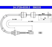 Cavo frizione 24.3728-0335.2 ATE per PEUGEOT CITROËN FIAT
