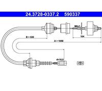Cavo frizione 24.3728-0337.2 ATE per PEUGEOT FIAT CITROËN