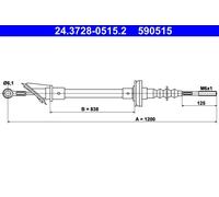 Cavo frizione 24.3728-0515.2 ATE per CITROËN FIAT PEUGEOT