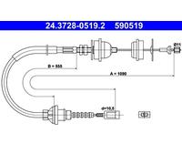 Cavo frizione 24.3728-0519.2 ATE per PEUGEOT FIAT CITROËN