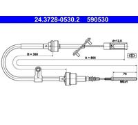 ATE 24.3728-0530.2 cavo comando frizione lunghezza 866 mm