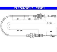 Cavo frizione 24.3728-0851.2 ATE per PEUGEOT TOYOTA CITROËN
