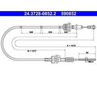 Cavo frizione 24.3728-0852.2 ATE per CITROËN PEUGEOT