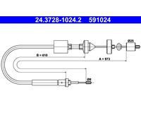 Cavo frizione 24.3728-1024.2 ATE per RENAULT SCÉNIC I MPV / Space wagon MEGANE I