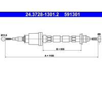 Cavo frizione 24.3728-1301.2 ATE per VOLVO 240 240 Kombi 760 740 Kombi 740