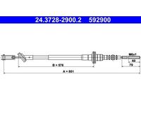 Cavo frizione 24.3728-2900.2 ATE per CHEVROLET DAEWOO