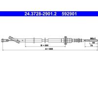 ATE Cavo di attivazione della frizione 24.3728-2901.2 per Daewoo Kalos, Chevrolet