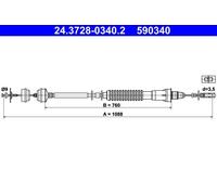 Cavo frizione con regolazione automatica 24.3728-0340.2 ATE per CITROËN PEUGEOT